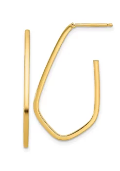 Promo ⌛ 14K Yellow Gold Polished Geometric Shaped J-Hoop Post Earrings by Belk & Co. 🥰 -DealsBelk & Co. Store Belk 35632