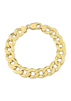 Promo 🔥 18k Yellow Gold Plated Sterling Silver 12.5mm Flat Curb Chain Bracelet, 9" by Belk & Co. 🥰
