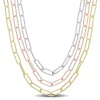 Promo 🌟 Multi-Strand Paperclip Chain Necklace in 3-Tone 18k Gold Plated Sterling Silver, 18" by Belk & Co. ⭐