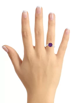 Best Pirce 🛒 Sterling Silver 8mm Cushion Amethyst Solitaire Ring by Belk & Co. ✔️ -DealsBelk & Co. Store Belk 35706