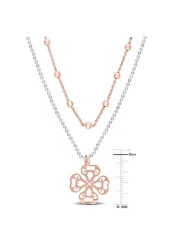 New ✔️ 2-Tone 2-Strand Ball Bead Chain Necklace in 18k Rose Gold Plated Sterling Silver, 19" by Belk & Co. ⭐ -DealsBelk & Co. Store Belk 35709
