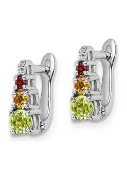 Top 10 ✨ 7/8 ct. t.w. Peridot, Citrine, Garnet and White Topaz Hinged Earrings in Rhodium-Plated Sterling Silver by Belk & Co. 🔔