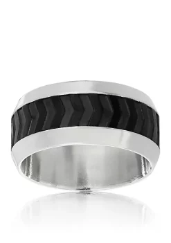 Wholesale 🔥 Men's Stainless Steel Ring with Black Pattern by Belk & Co. 🔥