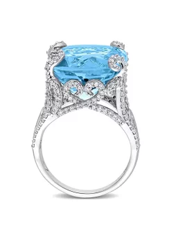 Best deal 🔥 Sky Blue Topaz and 7/8 CT TW Diamond Cocktail Ring in 14k White Gold by Belk & Co. 🥰 -DealsBelk & Co. Store Belk 35724