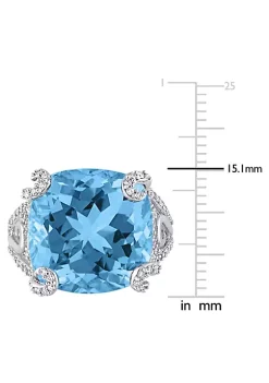 Best deal 🔥 Sky Blue Topaz and 7/8 CT TW Diamond Cocktail Ring in 14k White Gold by Belk & Co. 🥰 -DealsBelk & Co. Store Belk 35725