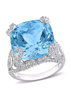 Best deal 🔥 Sky Blue Topaz and 7/8 CT TW Diamond Cocktail Ring in 14k White Gold by Belk & Co. 🥰 -DealsBelk & Co. Store Belk 35727