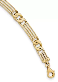 Budget โจ Mens 14K Yellow Gold Polished Link Bracelet by Belk & Co. ๐
