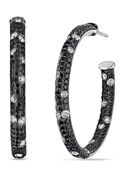 Buy 🔥 4.25 ct. t.w. Black and White Diamond Inside Outside Hoop Earrings in 14k White Gold by Belk & Co. ✔️ -DealsBelk & Co. Store Belk 35748
