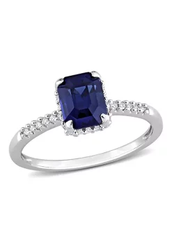 Top 10 ⌛ 1.76 ct. t.g.w. Blue Sapphire and 1/7 ct. t.w. Diamond Solitaire Ring in 14K White Gold by Belk & Co. 🔔