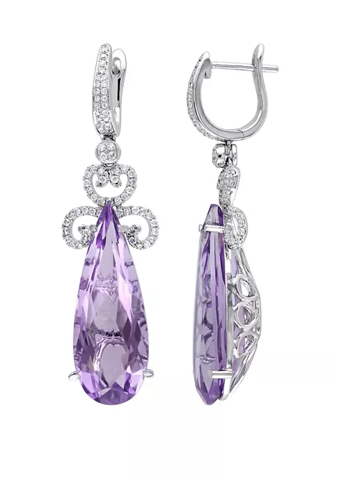 Best Sale 😀 19.88 ct. t.w. Pink Amethyst and 5/8 ct. t.w. Diamond Scroll Earrings in 14K White Gold by Belk & Co. ✔️ 1 Best Sale 😀 19.88 ct. t.w. Pink Amethyst and 5/8 ct. t.w. Diamond Scroll Earrings in 14K White Gold by Belk & Co. ✔️