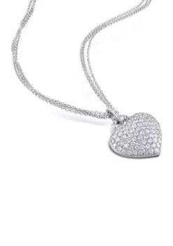 Wholesale 🔔 Lab Created 3.5 CT TGW Created White Sapphire Heart Triple-Strand Chain Necklace in Sterling Silver by Belk & Co. 🌟 -DealsBelk & Co. Store Belk 3578
