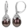 Best reviews of 🔥 9-10MM Tahitian Cultured Pearl Filigree Drop Earrings in 14k White Gold by Belk & Co. ⌛