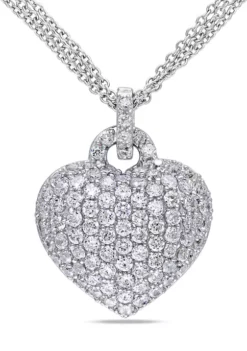Wholesale 🔔 Lab Created 3.5 CT TGW Created White Sapphire Heart Triple-Strand Chain Necklace in Sterling Silver by Belk & Co. 🌟 -DealsBelk & Co. Store Belk 3580