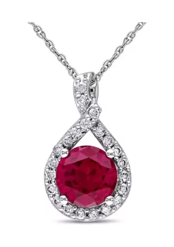 Discount ⌛ 1.62 ct. t.w. Created Ruby and 1/5 ct. t.w. Diamond Teardrop Pendant with Chain in 10k White Gold by Belk & Co. 😍 -DealsBelk & Co. Store Belk 35801