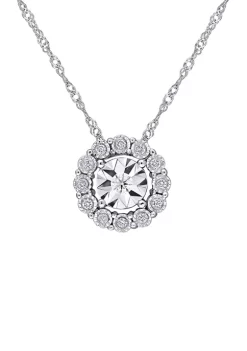 Cheap 🔔 1/8 ct. t.w. Diamond Cluster Circular Pendant with Chain in 10K White Gold by Belk & Co. ✔️ -DealsBelk & Co. Store Belk 35814
