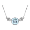 Wholesale 🔥 Blue Topaz, Created White Sapphire and Diamond Accent 3 Stone Necklace in 10k White Gold by Belk & Co. ❤️