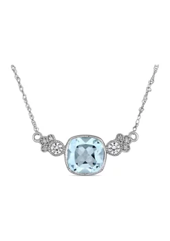 Wholesale 🔥 Blue Topaz, Created White Sapphire and Diamond Accent 3 Stone Necklace in 10k White Gold by Belk & Co. ❤️ -DealsBelk & Co. Store Belk 35818