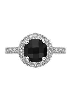 Buy 🛒 2.35 ct. t.w. Black Onyx, Created White Sapphire and Diamond Accent Ring in Sterling Silver by Belk & Co. 💯 -DealsBelk & Co. Store Belk 35824