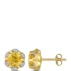Outlet 😉 1.5 ct. t.w. Citrine and 1/10 ct. t.w. Diamond Accent Flower Stud Earrings in 14k Yellow Gold by Belk & Co. ✔️