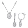 Best reviews of 🎉 Lab Created 2 7/8 CT DEW Moissanite Halo Leverback Earrings and Pendant Set in Sterling Silver by Belk & Co. 💯