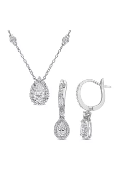 Best reviews of 🎉 Lab Created 2 7/8 CT DEW Moissanite Halo Leverback Earrings and Pendant Set in Sterling Silver by Belk & Co. 💯 -DealsBelk & Co. Store Belk 35843