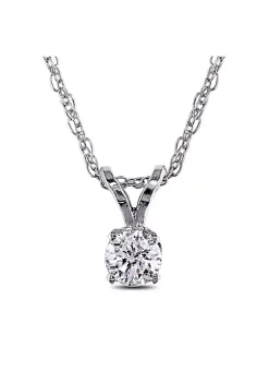 New 🛒 1/5 ct. t.w. Diamond Solitaire Pendant with Chain in 14K White Gold by Belk & Co. 👍 -DealsBelk & Co. Store Belk 35852