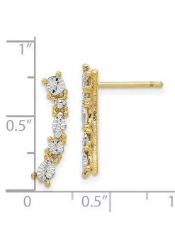 Outlet 👍 14K Yellow Gold White Rhodium Polished and Diamond Cut Post Earrings by Belk & Co. 🔥 -DealsBelk & Co. Store Belk 35871
