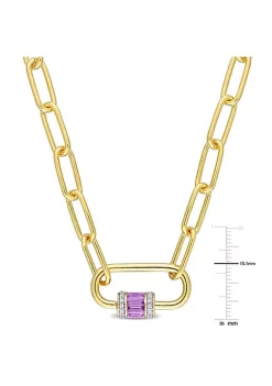 Best reviews of 😉 1.7 ct. t.g.w. Amethyst & White Topaz Carabiner Necklace in Yellow Plated Sterling Silver by Belk & Co. 🔥 -DealsBelk & Co. Store Belk 35877