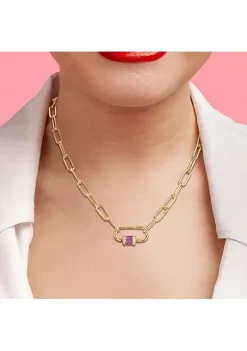 Best reviews of 😉 1.7 ct. t.g.w. Amethyst & White Topaz Carabiner Necklace in Yellow Plated Sterling Silver by Belk & Co. 🔥 -DealsBelk & Co. Store Belk 35878