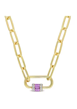 Best reviews of 😉 1.7 ct. t.g.w. Amethyst & White Topaz Carabiner Necklace in Yellow Plated Sterling Silver by Belk & Co. 🔥 -DealsBelk & Co. Store Belk 35879