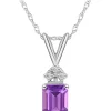 Wholesale 🔔 14K Gold 7x5 Emerald Cut Amethyst Diamond Accent Pendant by Belk & Co. 😉