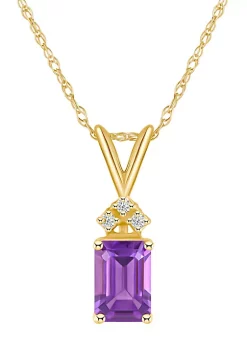 Wholesale 🔔 14K Gold 7x5 Emerald Cut Amethyst Diamond Accent Pendant by Belk & Co. 😉 -DealsBelk & Co. Store Belk 35882