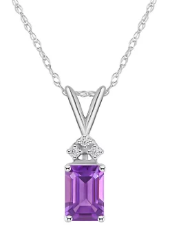 Wholesale 🔔 14K Gold 7x5 Emerald Cut Amethyst Diamond Accent Pendant by Belk & Co. 😉 -DealsBelk & Co. Store Belk 35883