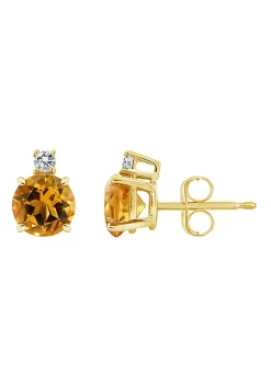 Coupon ๐ 14K Gold 6mm Round Citrine Diamond Accent Earrings by Belk & Co. ๐ฅฐ