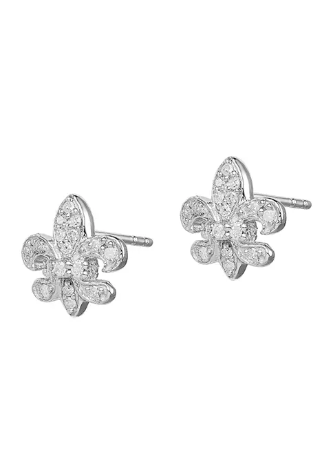 Cheapest ๐ 1/6 ct. t.w. Diamond Fleur de Lis Post Earrings in Rhodium Plated Sterling Silver by Belk & Co. ๐ฏ 4 Cheapest ๐ 1/6 ct. t.w. Diamond Fleur de Lis Post Earrings in Rhodium Plated Sterling Silver by Belk & Co. ๐ฏ - Image 4