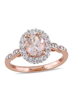 Best reviews of 🎉 Morganite, White Topaz and Diamond Accent Oval Vintage Ring in 14k Rose Gold by Belk & Co. 🤩