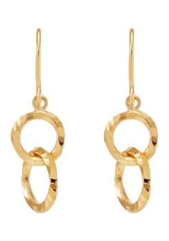 Best Sale 🥰 Hollow Grad Dangling Interlock Circle Earrings in 10K Yellow Gold by Belk & Co. 💯
