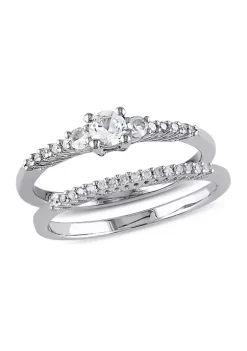 Outlet โ 1/3 ct. t.w. Created White Sapphire and 1/10 ct. t.w. Diamond Ring in Sterling Silver by Belk & Co. โ๏ธ