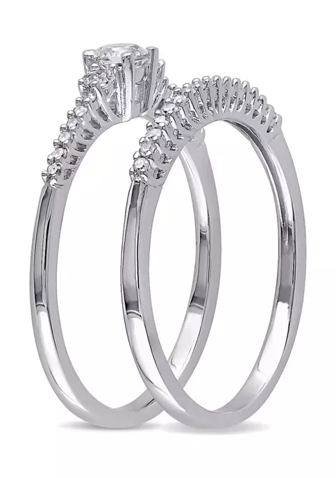 Outlet ⌛ 1/3 ct. t.w. Created White Sapphire and 1/10 ct. t.w. Diamond Ring in Sterling Silver by Belk & Co. ✔️ 2 Outlet ⌛ 1/3 ct. t.w. Created White Sapphire and 1/10 ct. t.w. Diamond Ring in Sterling Silver by Belk & Co. ✔️ - Image 2