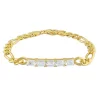 Budget 🌟 Lab Created 3.3 CT TGW Created White Sapphire Birthstone Link Bracelet in Yellow Plated Sterling Silver by Belk & Co. 🔥