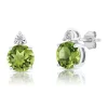 Best deal 🔥 7 Millimeter Round Peridot and Diamond Accent Stud Earrings in Sterling Silver by Belk & Co. 👏