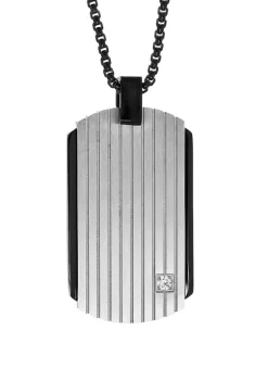Best Pirce ๐ฅฐ 1/10 ct. t.w. Cubic Zirconia and Bip Stainless Steel ๐ Dog Tag Pendant with 24 Inch Round Chain by Belk & Co. ๐ฅฐ