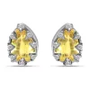 Wholesale 😀 1-1/5 ct. 7x5MM Pear Citrine and White Topaz Crown Stud Earrings, Sterling Silver by Belk & Co. 😀