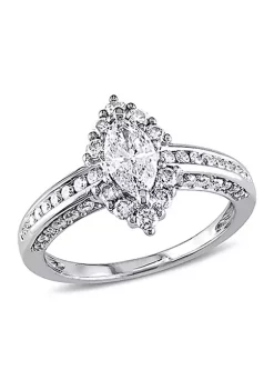 Discount ✔️ 1.25 ct. t.w. Diamond Marquise-cut Halo Engagement Ring in 14k White Gold by Belk & Co. 😍