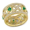 New ✔️ 3/8 ct. t.w. Emerald and 7/8 ct. t.w. Diamond Filigree Vintage Band in 14k Yellow Gold by Belk & Co. 🧨