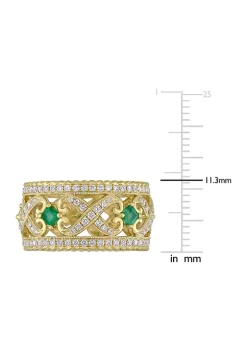 New โ๏ธ 3/8 ct. t.w. Emerald and 7/8 ct. t.w. Diamond Filigree Vintage Band in 14k Yellow Gold by Belk & Co. ๐งจ 9 New โ๏ธ 3/8 ct. t.w. Emerald and 7/8 ct. t.w. Diamond Filigree Vintage Band in 14k Yellow Gold by Belk & Co. ๐งจ -DealsBelk & Co. Store Belk 35964