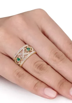 New โ๏ธ 3/8 ct. t.w. Emerald and 7/8 ct. t.w. Diamond Filigree Vintage Band in 14k Yellow Gold by Belk & Co. ๐งจ 10 New โ๏ธ 3/8 ct. t.w. Emerald and 7/8 ct. t.w. Diamond Filigree Vintage Band in 14k Yellow Gold by Belk & Co. ๐งจ -DealsBelk & Co. Store Belk 35965