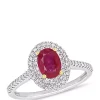 Buy 🎁 7/8 ct. t.w. Oval Ruby and 1/3 ct. t.w. Diamond Double Halo Ring in 14k Two-Tone White & Yellow Gold by Belk & Co. ✔️