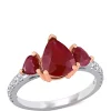 Buy 🔥 2.8 ct. t.w. Pear Shape Ruby and 1/3 ct. t.w. Diamond 3 Stone Ring in 14k White & Rose Gold by Belk & Co. 🎁
