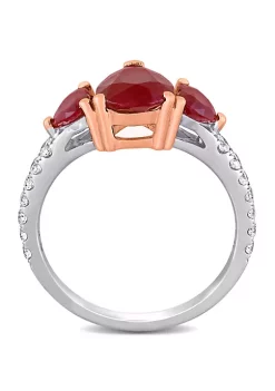 Buy 🔥 2.8 ct. t.w. Pear Shape Ruby and 1/3 ct. t.w. Diamond 3 Stone Ring in 14k White & Rose Gold by Belk & Co. 🎁 -DealsBelk & Co. Store Belk 35980